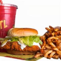 Spicy Sandwich Combo · Spicy chicken combo meal comes with medium fries and med drink. If you are really hungry, ma...