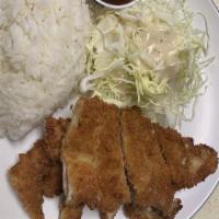 T-13. Chicken Katsu · Panko breaded chicken cutlet w/Katsura sauce.
Served with rice.