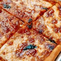 Margherita Pizza · San marzano tomato, whole milk mozzarella smoked provolone, parmesan reggiano, fresh basil. ...