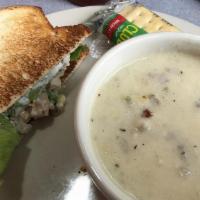 Soup & Half Sandwich · Cup of soup and half sandwich (BLT, grilled cheese, or meat loaf).