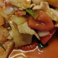 Sweet & Sour · Choice of meat, stir-fried with onion, bell pepper, tomato, and pineapple.