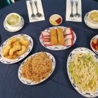 A - Family Style Dinner  · Soup of the day or Wonton soup, Egg Roll, BBQ Pork, Chicken Chow Mein, Fried Almond Chicken,...