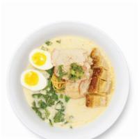 ~ New ~ Ba-Mhee Tom-Kha · egg noodle in spicy coconut soup with five spice pork loin, crispy pork belly, soft boiled e...