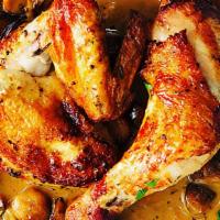 Marsala Chicken · Braised in Marsala wine with mushrooms, shallots, and fresh herbs, sweet, salty flavored, te...