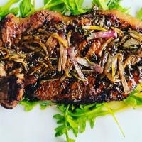 Rosemary Buttered New York Steak · Grilled, tender, juicy, sweet and salty, Halal New York steak topped with a woodsy flavored ...