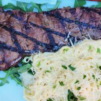 New York Steak And Linguine · 8oz Halal New York strip steak and choice of fresh linguine pasta