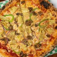Veggie Lover Pizza · Green pepper, red onion, mushroom, & artichoke.