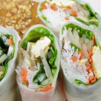 Fresh Wrapped: · Rice paper wrapped w/ mixed vegetables, sweet basil, mint, cilantro, and tofu, served w/ pea...