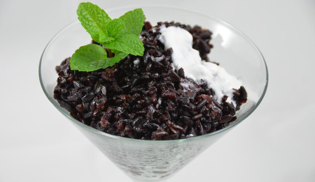 Rice Pudding · Black sticky rice with sweet coconut milk.