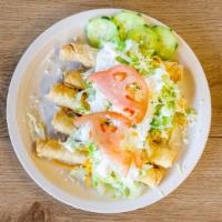 5 Rolled Tacos · With guacamole, cheese, sour cream, & lettuce
