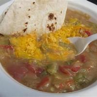 Pork Green Chile · Your choice of size. Our pork green chile is home made gluten friendly without wheat flour.