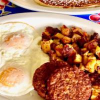 Big Farm Breakfast · Build your own giant breakfast! Three eggs* any style and; side of meat, your choice; pepper...