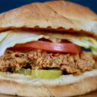 Hot Mamamia Chicken Sandwich · Spicy crispy Fried Chicken topped with lettuce, pickles, tomatoes, and our special Mamamia s...