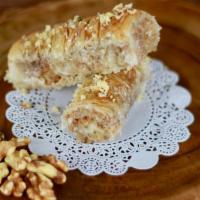 Baklava · Sweet crunchy Baklava goodness made fresh daily 
(Contains nuts)