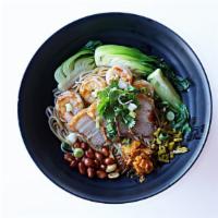 The Dry Guilin / 桂林干粉 · Guilin rice noodle mixed with house special spice dark sauce, topped with bok choy, pickled ...