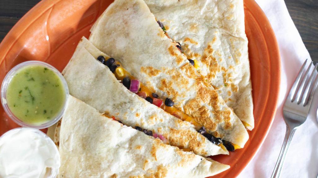 Kids Cheese Quesadilla · Served with rice, beans, or applesauce and rice.