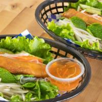 Lettuce Wraps (2) · Protein choice, rice noodle cucumber cilantro wrapped with lettuce, pickled carrots/daikon, ...