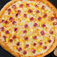 Hippie Hawaiian Gluten-Free Pizza · Pineapples, ham and mozzarella cheese baked on a hand-tossed dough.