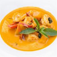 Pumpkin Red Curry · Choice of meat, *crab meat. Authentic recipe for red curry and Thai pumpkin, Thai spices, co...