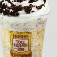 Cookies And Cream Frappe · Frappe with oreo cookies and mocha syrup. Topped with whipped cream and chocolate syrup.