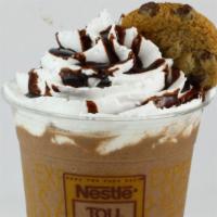 Toll House Frappe · Mocha and Chocolate toll house cookies blended together. Topped with whipped cream.