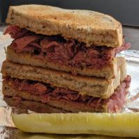 Hot Pastrami Classic Sandwich · 1/4 lb. Pastrami and spicy brown mustard served hot on toasted Jewish rye bread. Served with...