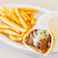 Gyro Sandwich Combo · Good Fellas Grill favorite: Slices of rotisserie gyro meat served on pita bread with fresh s...