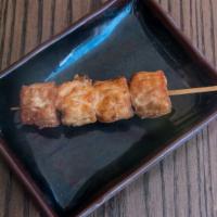 Shrimp Shumai (4Pc Skewered) · 4 pieces of shrimp filled dumplings skewered.