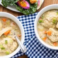 Chicken & Dumplings (For 4) · Our take on the classic, w/ Mary’s organic oven roasted chicken, butter stewed carrots & cel...