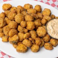 Cornmeal-Crusted Fried Okra · w/ pickled okra remoulade for dipping