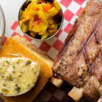 Louis Style Pork Ribs · Chicken fat-confited & grilled to order w/ southern style cornbread topped w/ honey-jalapeno...