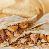 Chicken Quesadilla · Flour tortilla with melted Monterey Jack cheese, mesquite grilled chicken, diced cabbage and...