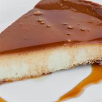 Flan · Dessert of sweetened egg custard with a caramel topping.