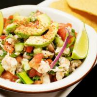 Fish Ceviche Cazuela · Fish ceviche plate with tostadas