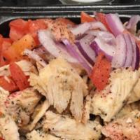 Chicken Shawarma (Bowl) · Served with tomato onion and sauce.