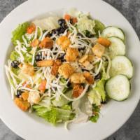 Classic Salad · House mix with olives, tomatoes, cucumbers, mozzarella cheese and seasoned croutons.