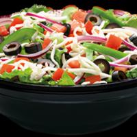 Garden Salad · Iceberg, romaine, red onion, green pepper, tomato, black olive, mozzarella.