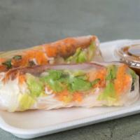 Shrimp Spring Roll · Grilled shrimp, rice noodle, daikon,, carrot, cucumber, crunchy, lettuce.
