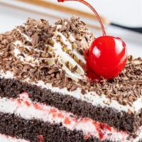 Black Forest · Chocolate sponge, cherries, whipped cream and chocolate shavings. A classic cake to hit the ...