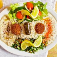 Vegetarian Lovers · Most popular. A Mediterranean combination of hummus, baba ghanouj, tabbouleh, fattoush salad...