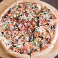 Complete Combo Pizza · Salami, pepperoni, ham, mushrooms, black olives, onions, green peppers, italian sausage, fre...