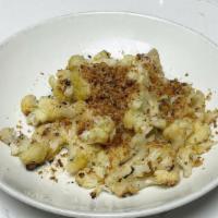 Roasted Cauliflower · roasted cauliflower, lemon caper drizzle, grana padano, bread crumbs