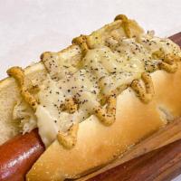 German Shepherd · Your choice of dog with Deli Mustard, Swiss Cheese and Sauerkraut. Toasted