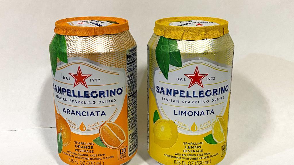 San Pellegrino · 12 ounces cans or San Pellegrino.