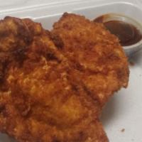 Chicken Tenders · Up to one pound of hand-cut and breaded (1lb) fried chicken strips with your choice of BBQ s...