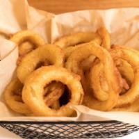Onion Rings · Crispy Onion Rings Fried Golden Brown.