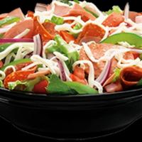 Antipasto Salad · Iceberg, romaine, ham, pepperoni, red onion, green pepper, tomato, mozzarella, Italian dress...