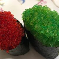 Flying Fish Roe Nigiri (Tobiko) (2 Pieces) · These items are served raw or undercooked. Please note that consuming raw
or undercooked mea...
