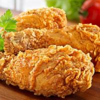 Crispy Fried Chicken · Three deep fried crispy munchie flavored pieces! Comes with a leg, thigh and a breast. Get t...