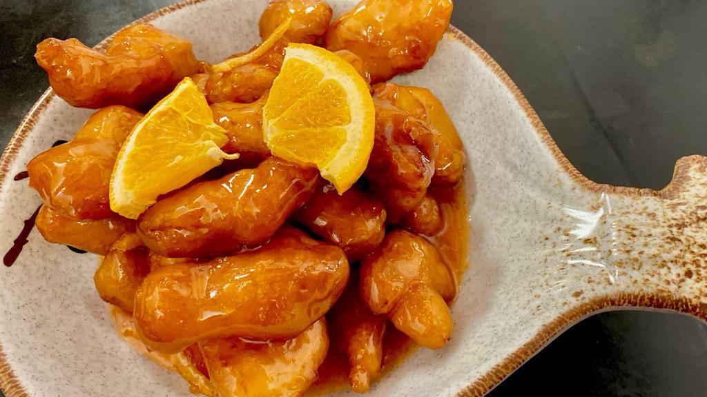 Orange Chicken · Spicy. Lightly breaded and deep fried chicken in hot and sour orange sauce.